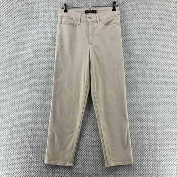 Athleta Jeans Women 4 Beige Light Wash Mid Rise Straight Leg Ankle Denim Stretch - Picture 1 of 15